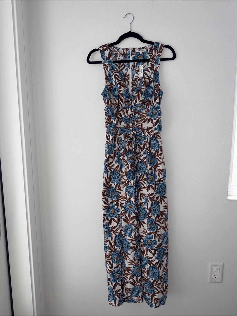 NWT Madewell Floral Midi dress in White, Blue and Brown